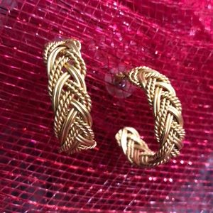 Gold tone braid earrings hoops